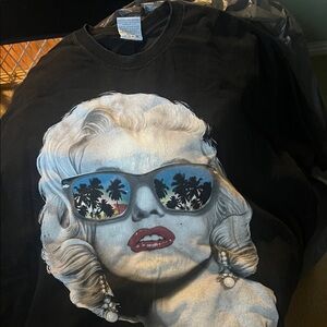 Marilyn Monroe Shaka Wear Black Graphic Tee with Sunglasses Print 3XL Vintage